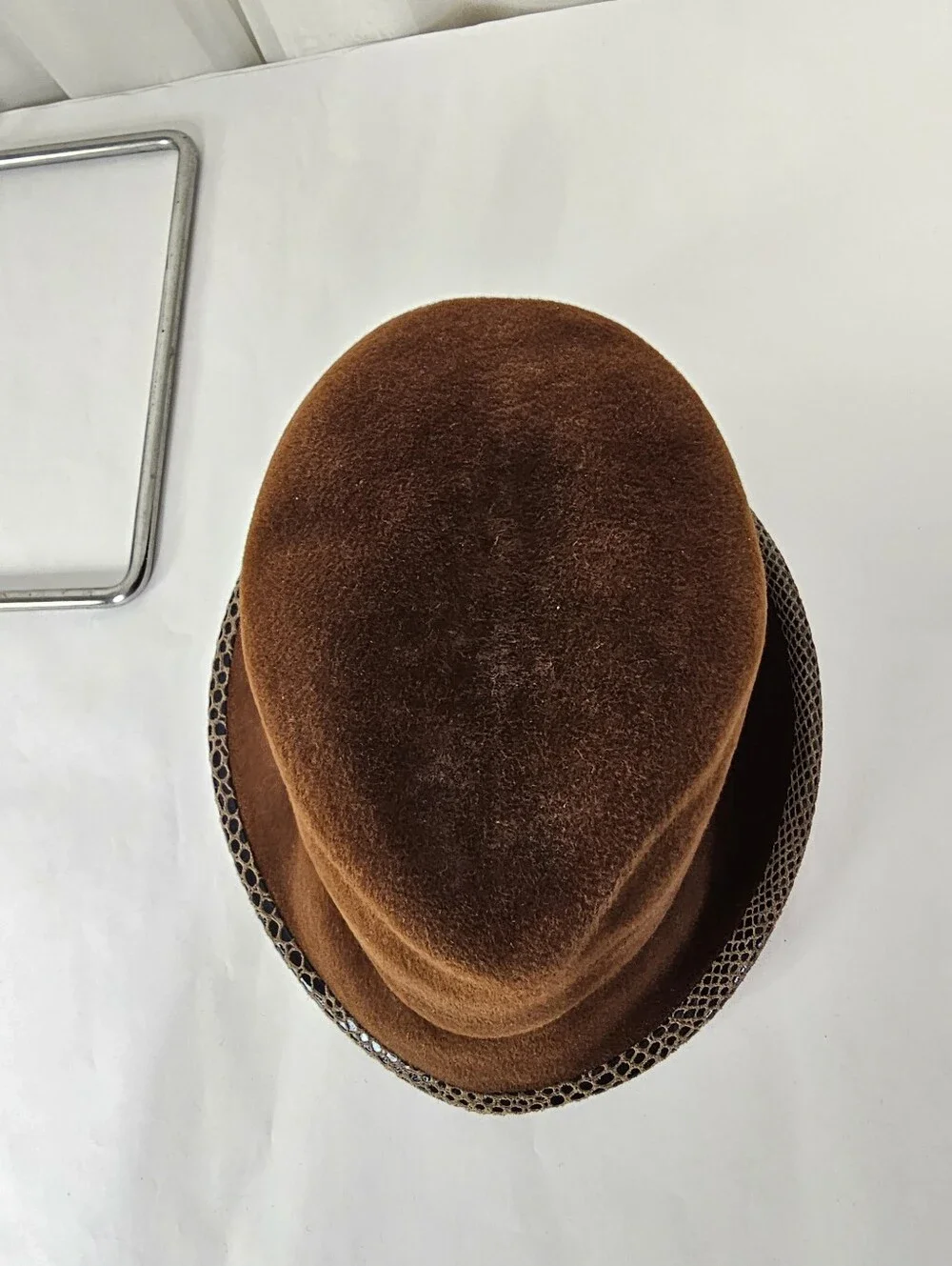 Vintage Ophelie Hats Brown Fur Felt Asymmetrical Cloche Mushroom Hat